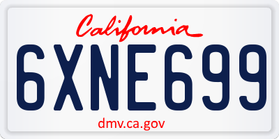CA license plate 6XNE699