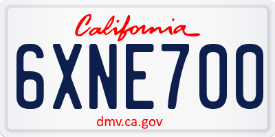 CA license plate 6XNE700