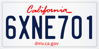 CA license plate 6XNE701