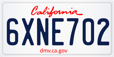CA license plate 6XNE702