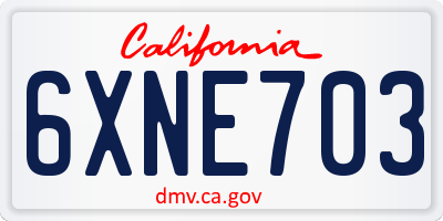CA license plate 6XNE703