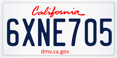 CA license plate 6XNE705