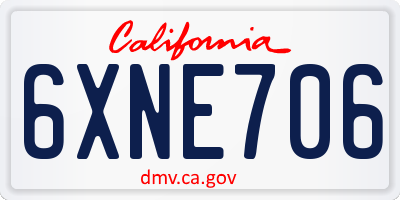 CA license plate 6XNE706