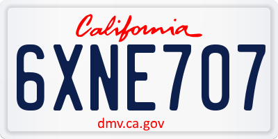 CA license plate 6XNE707