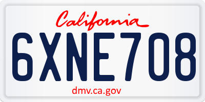CA license plate 6XNE708