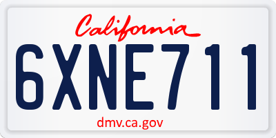 CA license plate 6XNE711