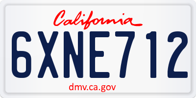 CA license plate 6XNE712