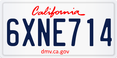 CA license plate 6XNE714