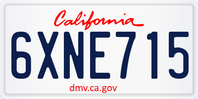 CA license plate 6XNE715