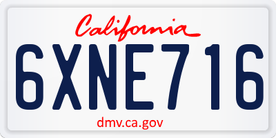 CA license plate 6XNE716