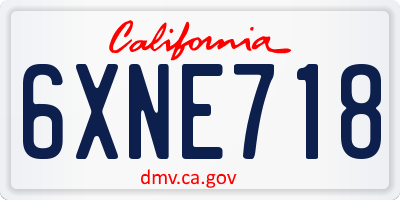 CA license plate 6XNE718