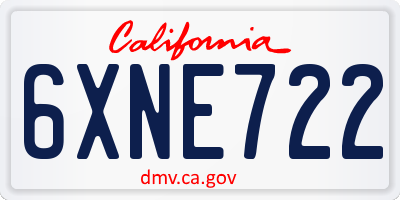 CA license plate 6XNE722