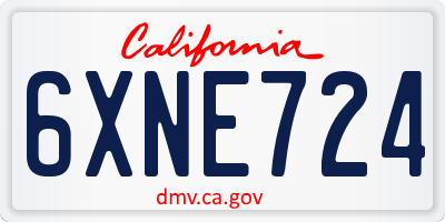 CA license plate 6XNE724