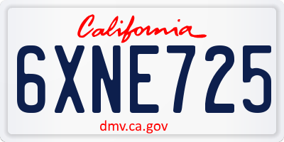 CA license plate 6XNE725
