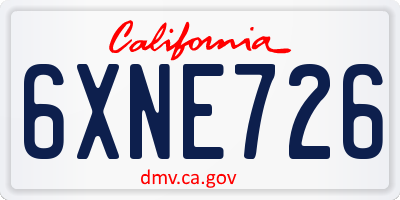 CA license plate 6XNE726