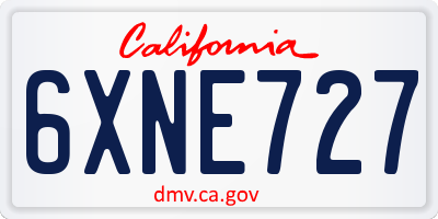 CA license plate 6XNE727