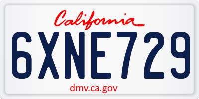 CA license plate 6XNE729
