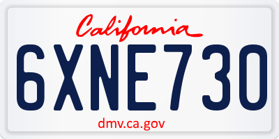 CA license plate 6XNE730