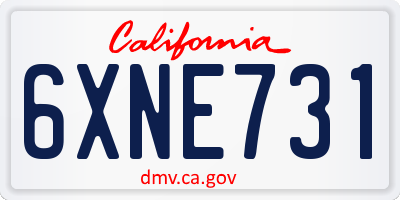 CA license plate 6XNE731