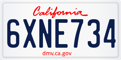 CA license plate 6XNE734