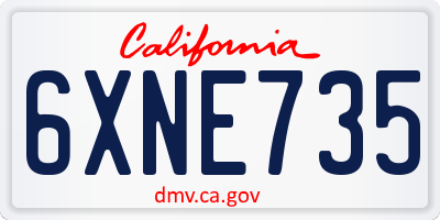 CA license plate 6XNE735