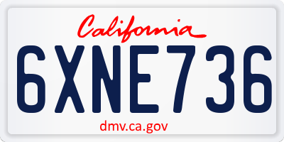 CA license plate 6XNE736