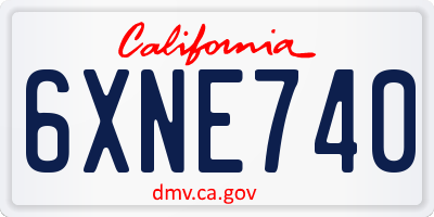 CA license plate 6XNE740