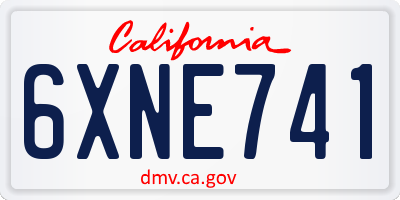 CA license plate 6XNE741