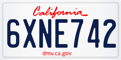 CA license plate 6XNE742