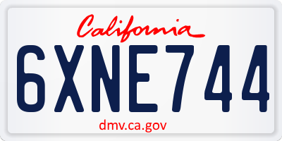 CA license plate 6XNE744