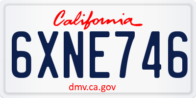 CA license plate 6XNE746