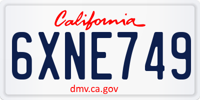 CA license plate 6XNE749