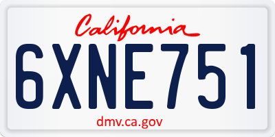 CA license plate 6XNE751