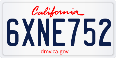 CA license plate 6XNE752