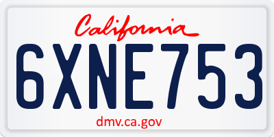 CA license plate 6XNE753