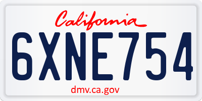 CA license plate 6XNE754