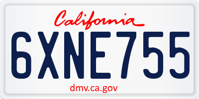 CA license plate 6XNE755