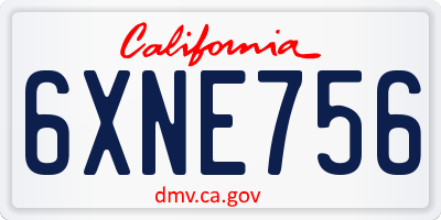 CA license plate 6XNE756