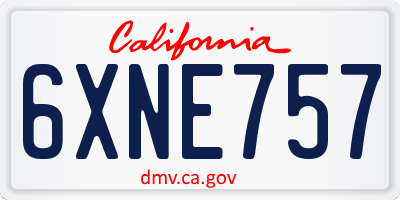 CA license plate 6XNE757