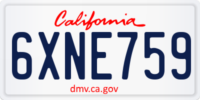 CA license plate 6XNE759