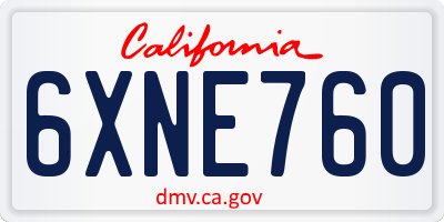CA license plate 6XNE760