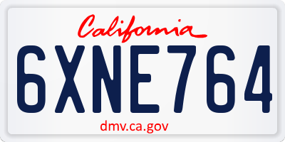 CA license plate 6XNE764
