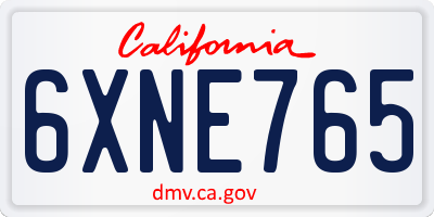 CA license plate 6XNE765