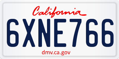 CA license plate 6XNE766