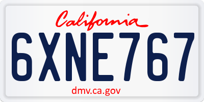 CA license plate 6XNE767