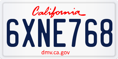 CA license plate 6XNE768