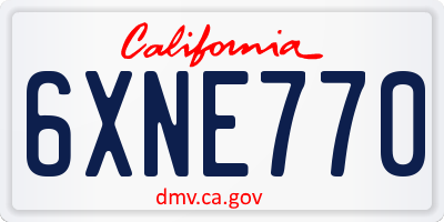 CA license plate 6XNE770