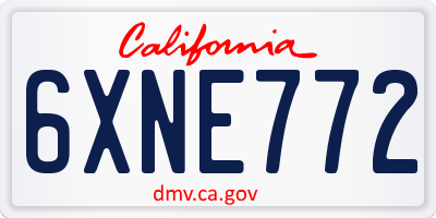 CA license plate 6XNE772