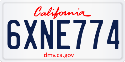 CA license plate 6XNE774