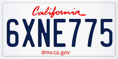 CA license plate 6XNE775
